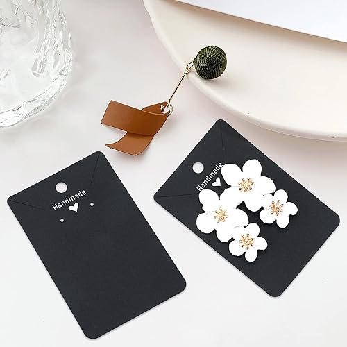 Miniatura 5 de joycraft 100 tarjetas negras para aretes, collares, tarjetas de exhibición de aretes de papel, tarjetas de joyería personalizadas para vender