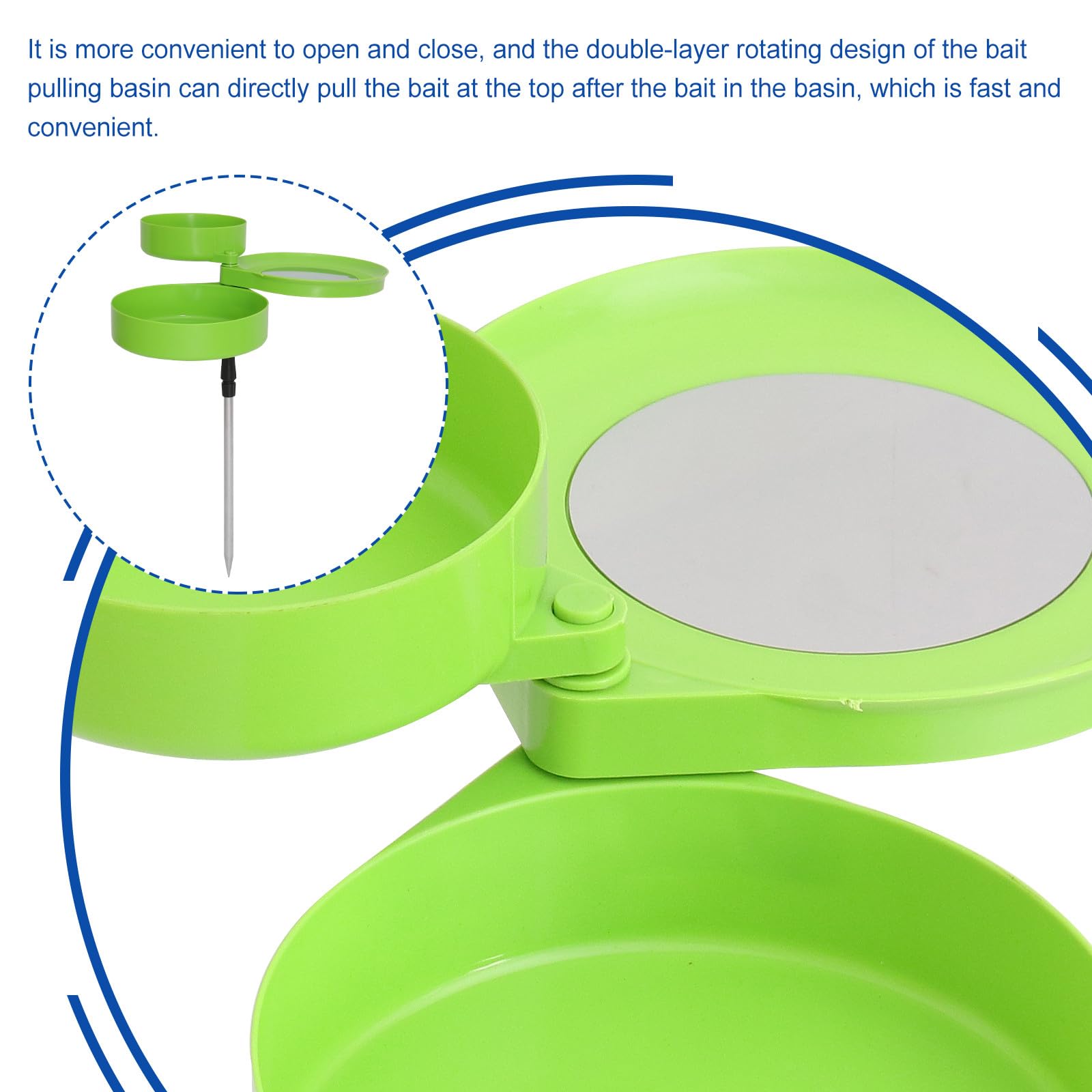 GLEAVI Scatola per Esche da Pesca Rotonda in Plastica Piolo per Terra, Design Semplice e Funzionamento Comodo per Attrezzatura da Pesca Blu Colore Casuale