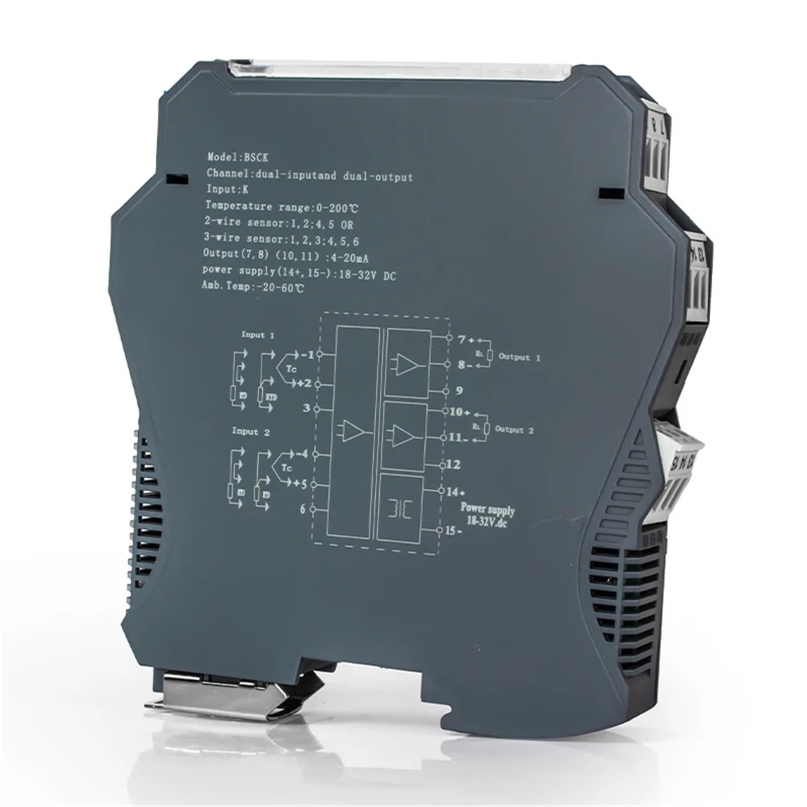 Transmisor de temperatura tipo K 4-20mA 0-10V 0-5V 1 en 1 salida 0-1300℃ Convertidor de señal de termopar 1 Uds(K to RS485 11)
