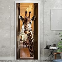 Vista 14 de KACOLOR Calcomanía 3D para puerta de dormitorio, sala de estar, baño, 2 calcomanías de pared, autoadhesivas, impermeables, extraíbles, murales