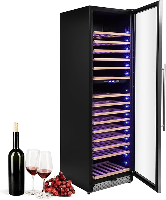 Garvee 24 Inch Wine Fridge Dual Zone, 187 Bottles Large Wine Cooler Refrigerator, Freestanding Wine Fridge With Stainless Steel and Professional Compressor, Fast Cooling Low Noise and No Fog Built-in