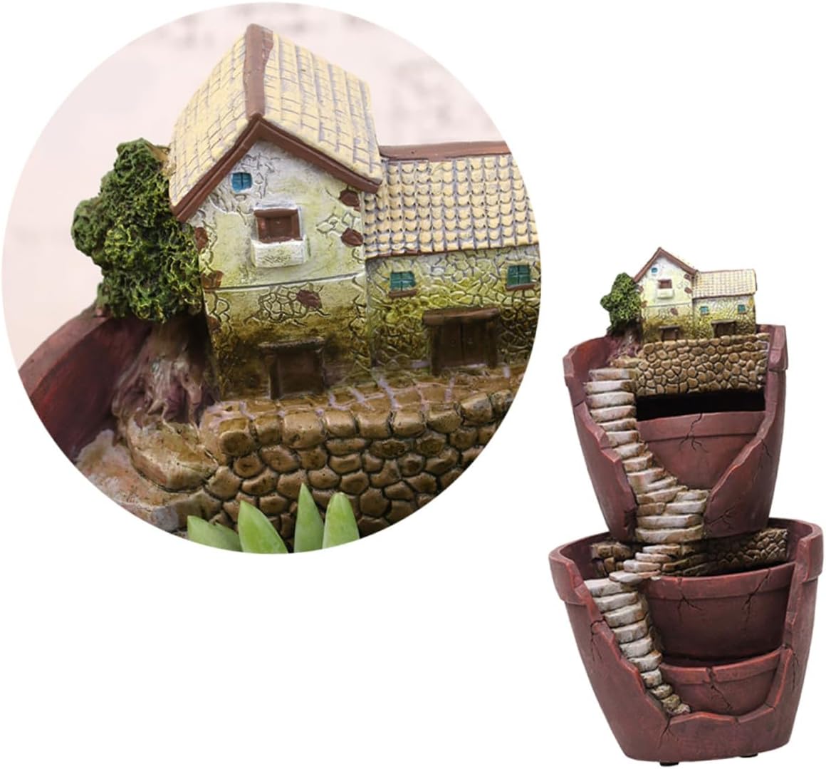 Dual Layer Resin Garden Pot Decorative Planter Box for Succulent Cacti Herbs Elegant Hanging Sky Garden Flower Pot for Home Office Balcony Creative Small Plant Container with