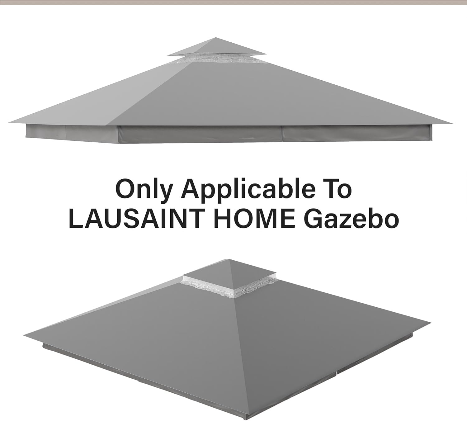 LAUSAINT HOME Gazebo Replacement Canopy Top 12'x12', Removable Vented Double Top Cover, UV-Protected, 100% Polyester, for Backyard, Garden, Lawn, Smoke Gray