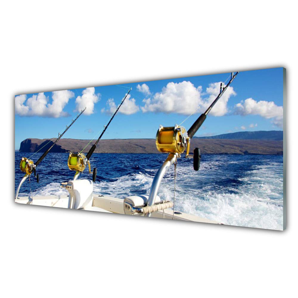 Tableau mural moderne en verre acrylique Tulup 125x50cm déco paysage mer et pêche