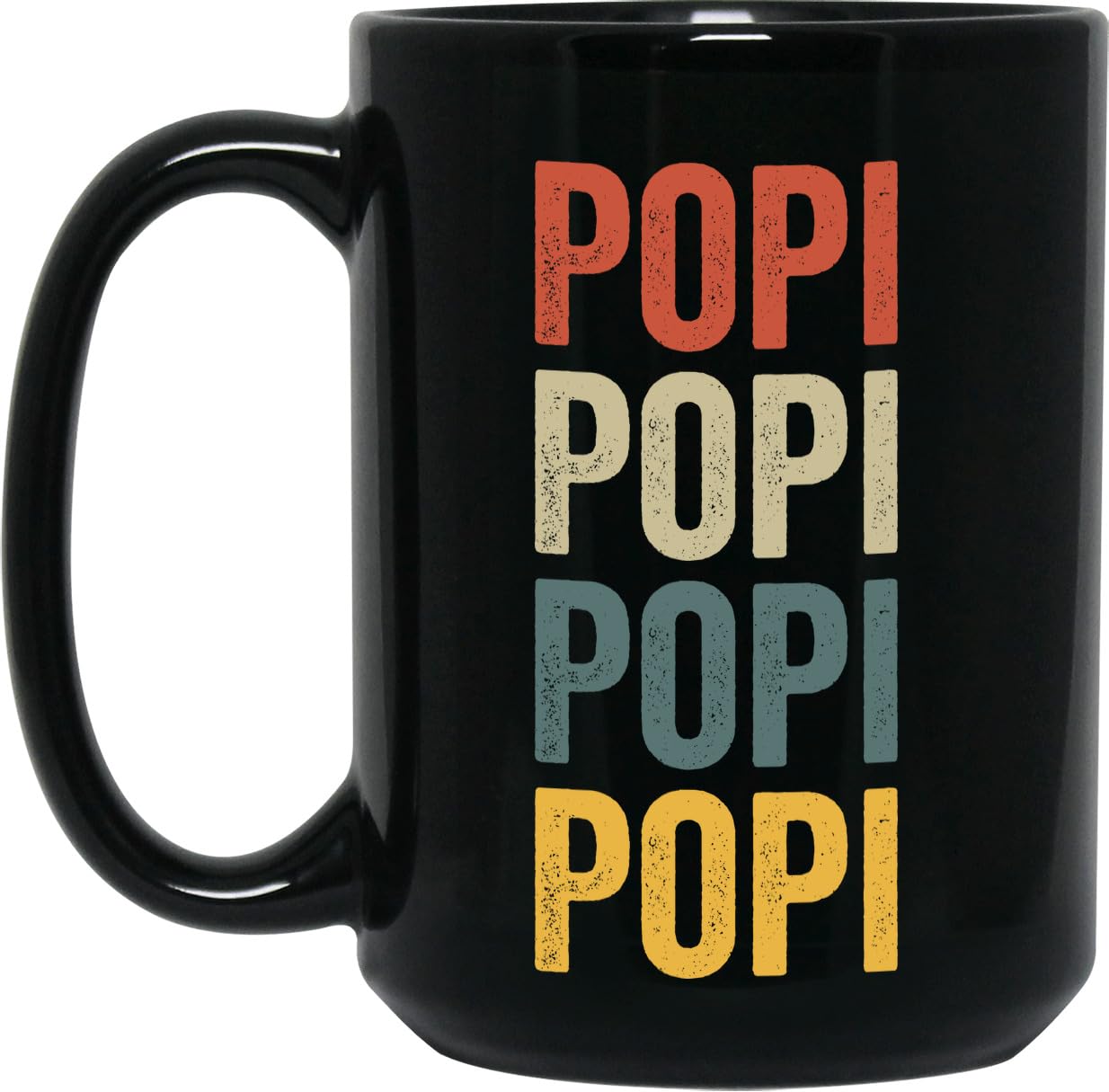 Popi Ceramic Coffee Mug - Popi Gift - Popi Retro Color Mug - Black - 15oz