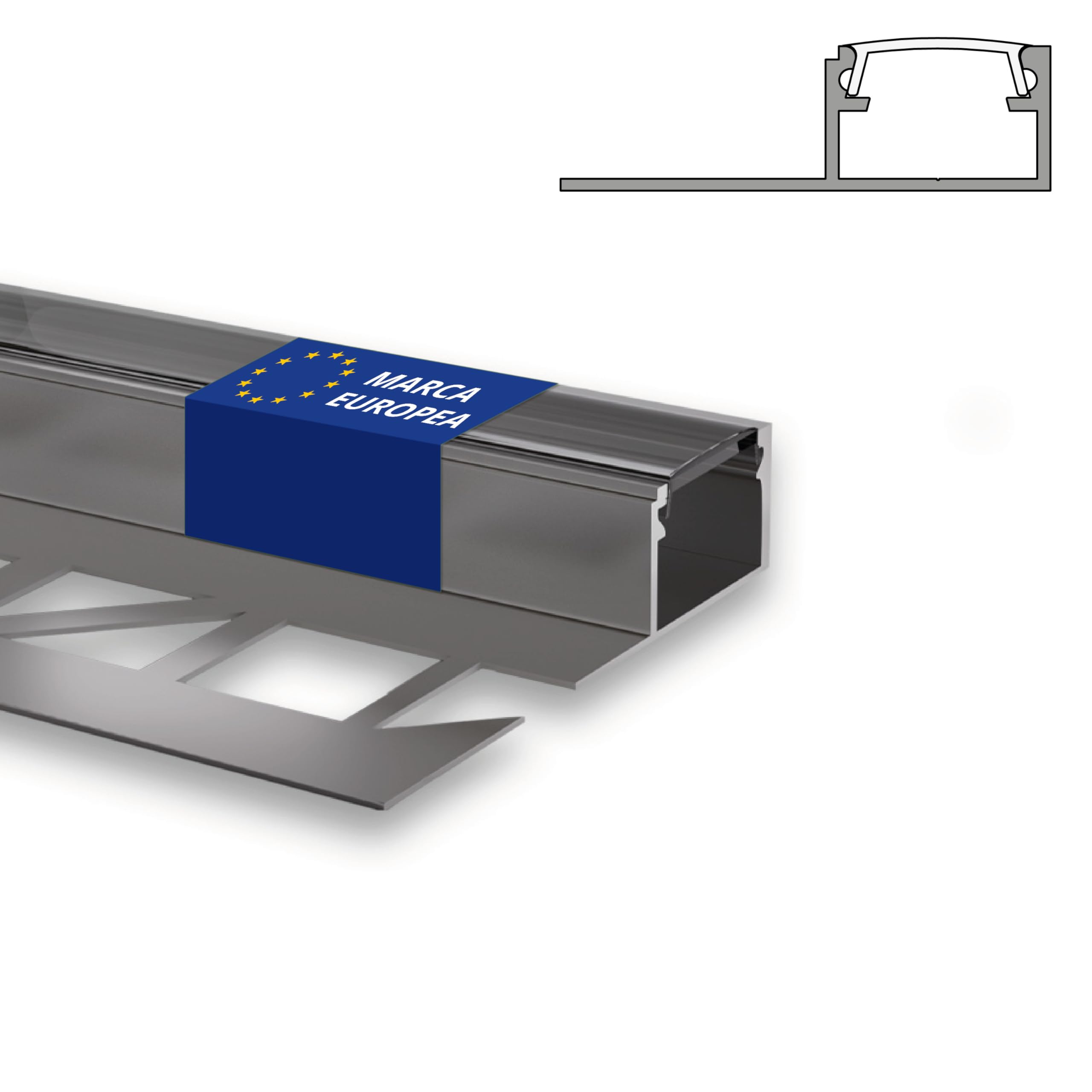 INNOVATE Profilé en aluminium pour bande LED Carrelage avec Diffuseur | Profile aluminium LED Carrelage Lumières LED chambre cuisine couloir lampes LED pour chambre profilés en aluminium