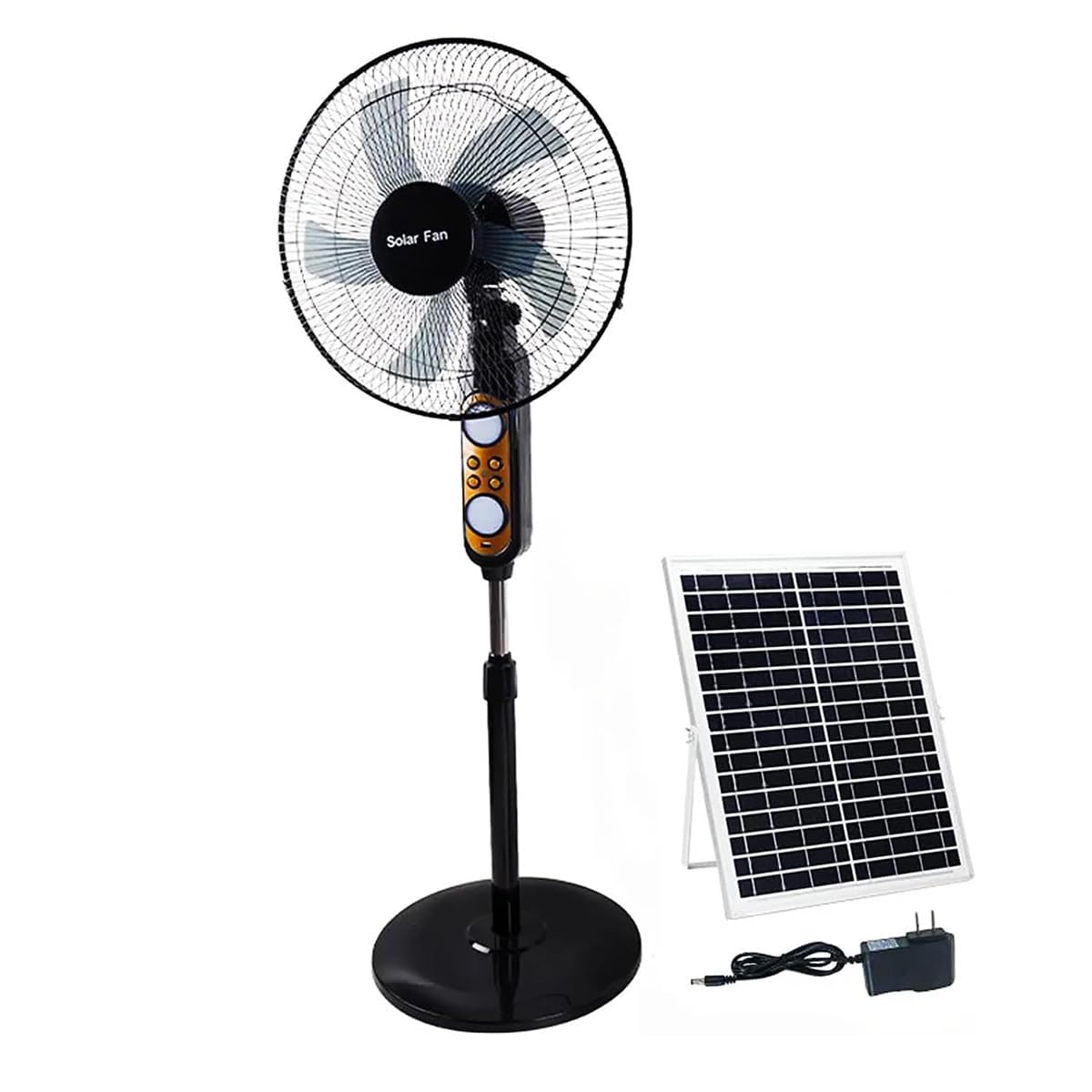 asdchZen Portable Solar Panel Fan, Rechargeable Floor Fan With 3 Speed Settings And Oscillation For Indoor And Outdoor Use,Black-B