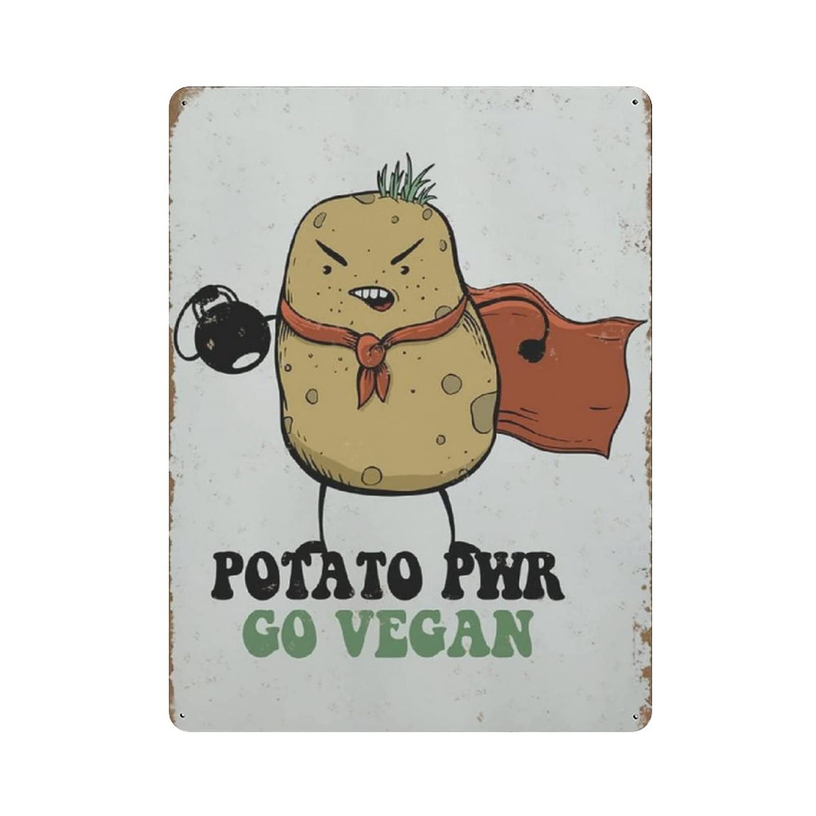 rayprint Potato Pwr Retro Tin Sign Party Farm Wall Decoration Iron Painting Metal Plate Gifts Idea 16x12in (40x30cm)