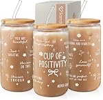 Floral Cup 16 Oz Can Glass with Bamboo Lid and Straw - Flower Glass Cup Gifts for Women - Wildflower Drinking Coffee Gifts