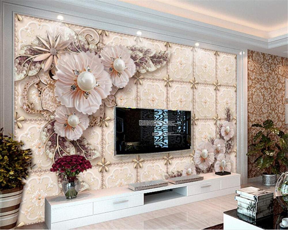 Photo 3d Wallpaper Luxury Refined Jewelry Flowers Living Room Tv Background Wall 3d Wallpapers For Living Room Papel Pare 350x245cm Amazon Com