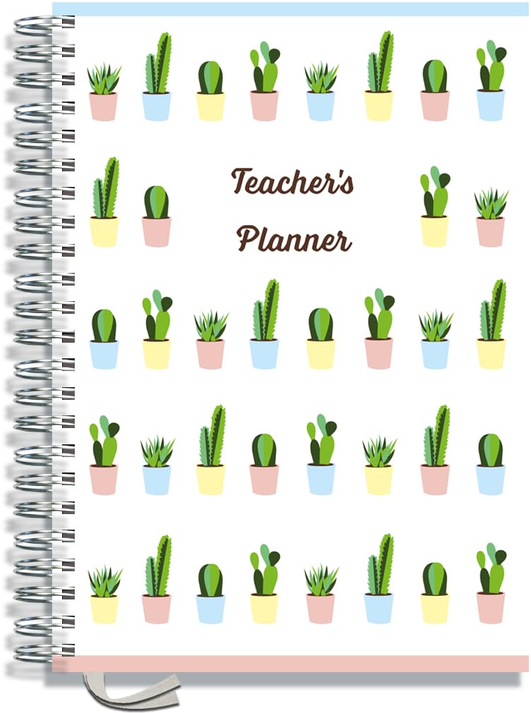 Teacher Planner 2026-2027 A4 Size by Pirongs | 5 Lesson Dated Planner for Teachers | Page a Day | Dated, Hardback, Wiro-Bound Teachers Planner - Cactus โ image 1