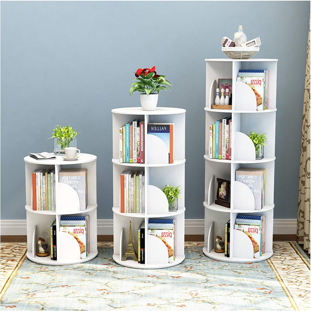 Scaffale Girevole Per Bambini Bianco, Libreria Multistrato In Legno-Plastica, Rotazione 360°, Dimensioni 40x40x97 Cm, Per Soggiorno E Ufficio - 4