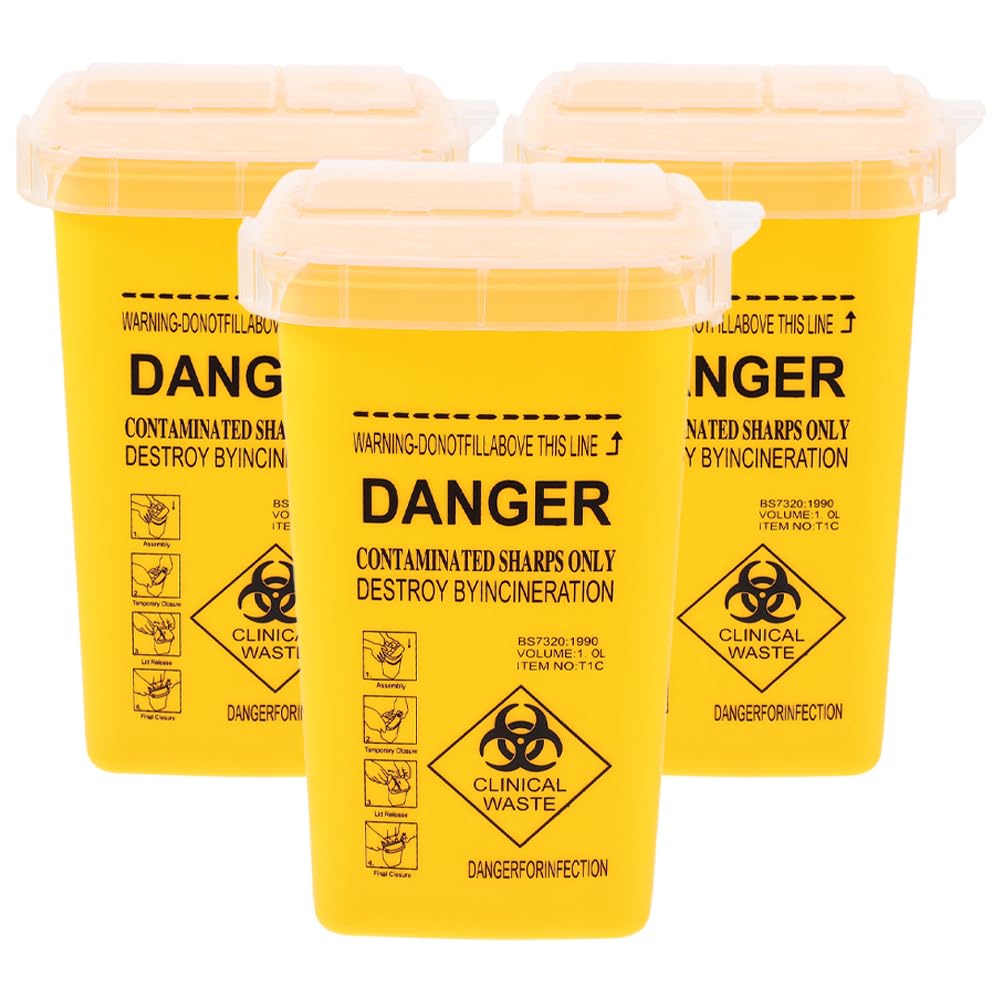 Contenitore di raccolta ago 1 litro 1000 ml scarico sicuro aghi siringhe smaltimento Biohazard medico