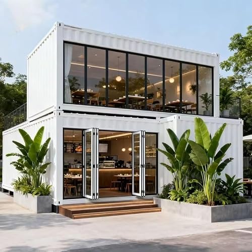 Customizable 20ft Movable Container Restaurant Pod with Sandwich Panel Steel - Café Flower Shop Supermarket Units Outdoor Luxury Cabin Restaurant Food Truck Kiosk Equipment