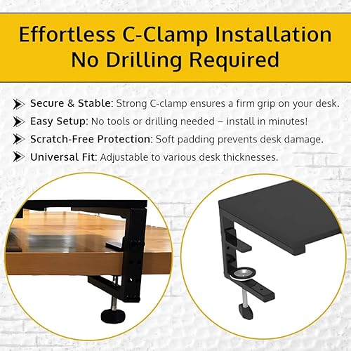 Miniatura 5 de Abrazadera ergonómica en monitor de computadora portátil soporte elevador con cajón, 21.6 x 9.8 pulgadas - negro