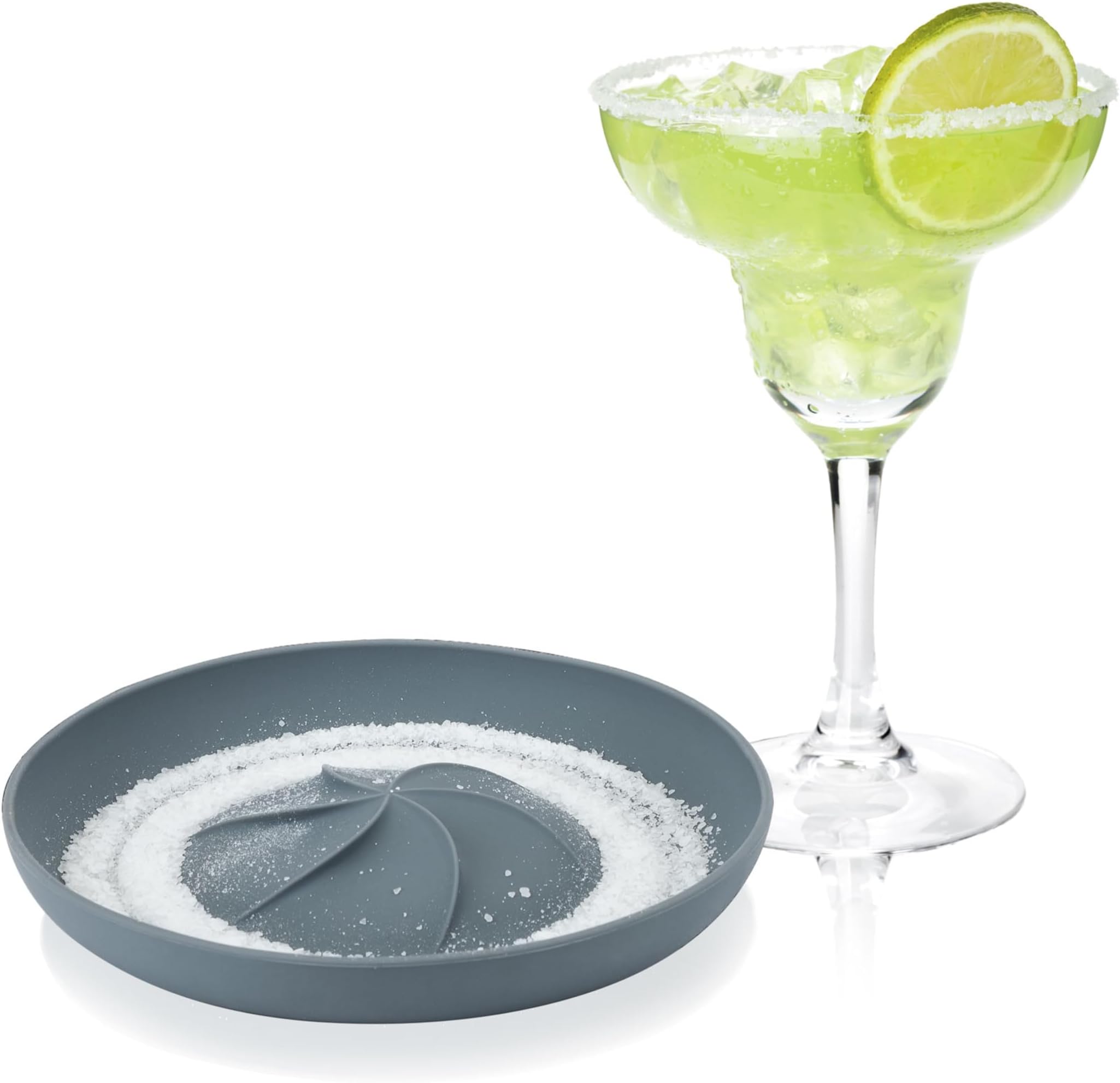 True Frill Single-Tier Non Slip Grip Cocktail Rimmer, Durable Glass Rimmers for Cocktails, Drinks, Margaritas, Martinis, Bloody Marys, Daiquiris, Home Bar Accessories, Set of 1, Gray