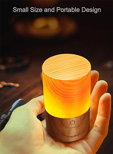 Miniatura 4 de Lámpara LED de madera portátil controlada por sensor táctil con brillo ajustable de 3 niveles de luz cálida para mesita de noche, cena iluminada por