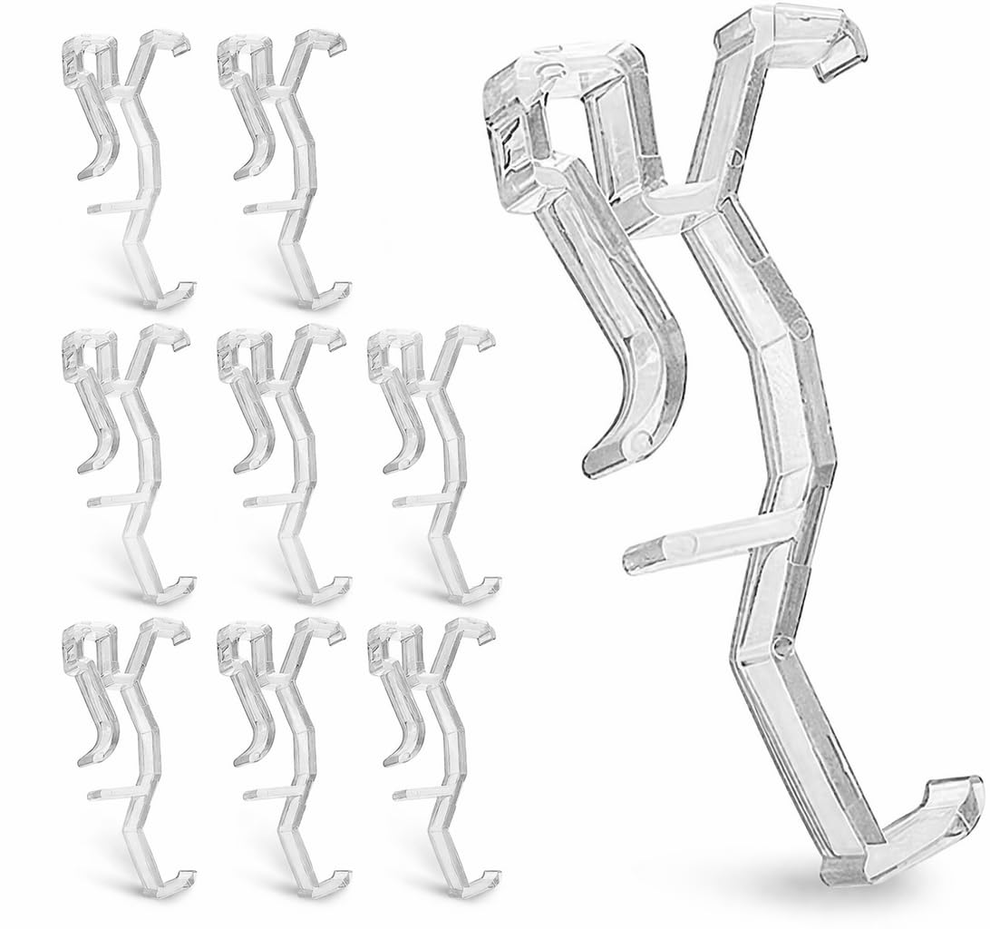 10pcs Clear Valance Clips – Transparent plastic hidden retainer clips for faux wood venetian blinds – Clip-in blind valance holders for horizontal & wooden blinds – 64mm / 2.5in