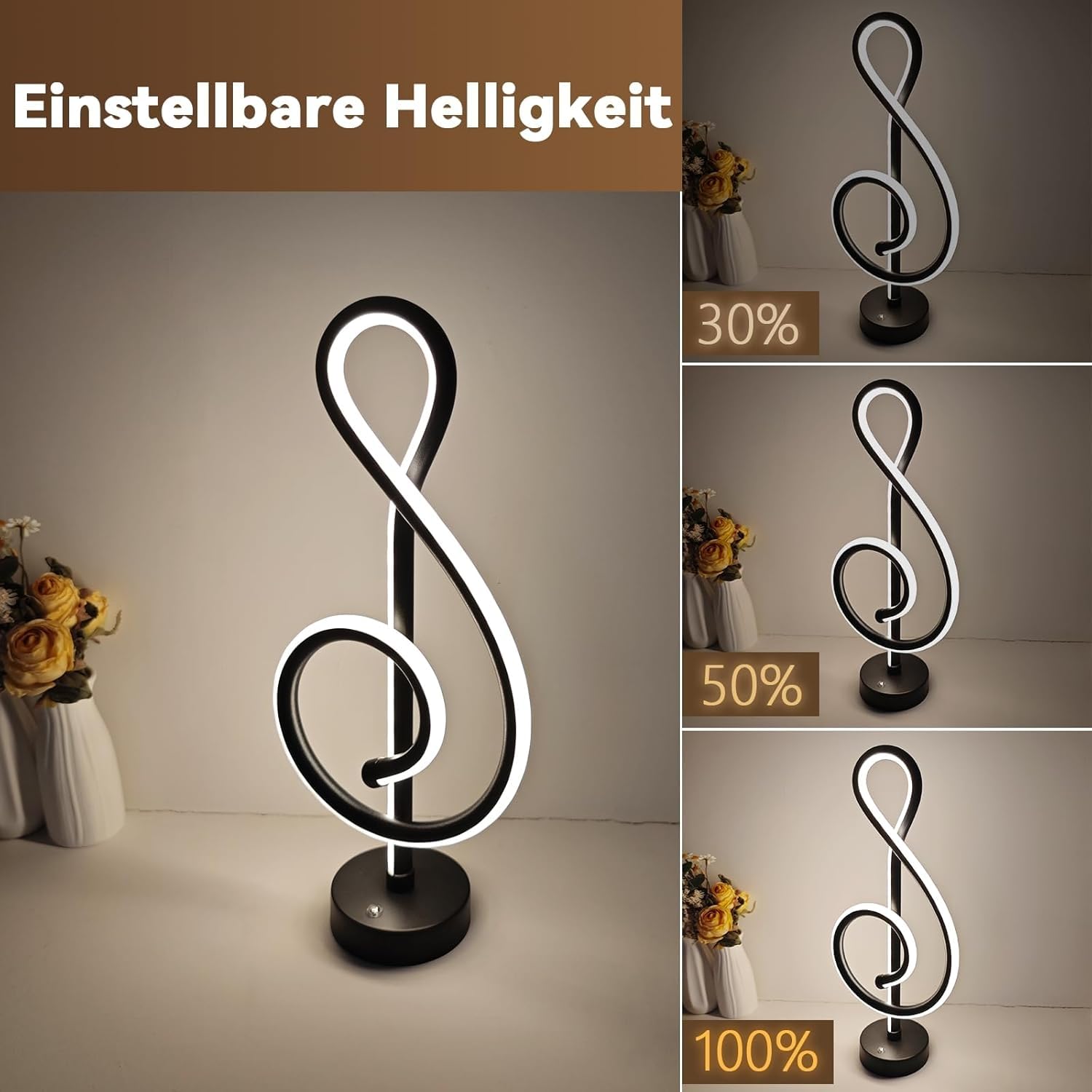 ZMH 2ER LED Tischlampe Kabellos Nachttischlampe - Schwarz Touch Dimmbar Tischleuchte Akku mit USB Aufladbar Metall Nachttischleuchte Schlafzimmer ohne Kabel Modern Tischlampen für Wohnzimmer