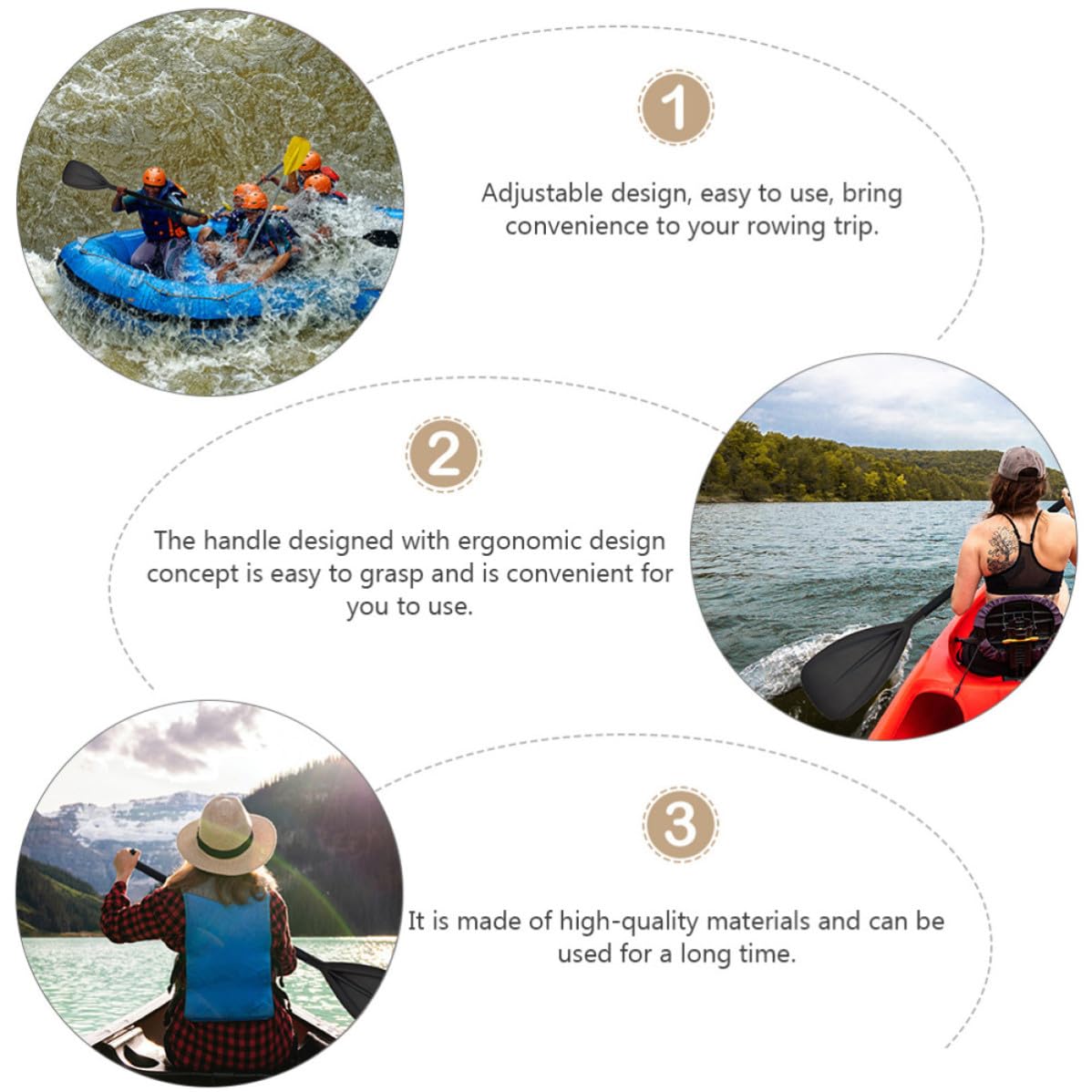 Cabilock Verstellbares Sup Board Paddel mit Abnehmbarem Design 3 Stück aus Aluminiumlegierung Universell für Kajak und Aufblasbare Stand Up Paddle Boards Geeignet