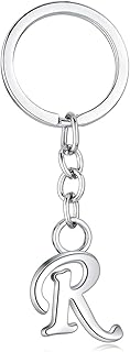 JML Axmerdal Stylish Letter A-Z Simple Alphabet Key Ring Creative Design Keychain Durable Metal Alloy Silver Plated Polished (R)