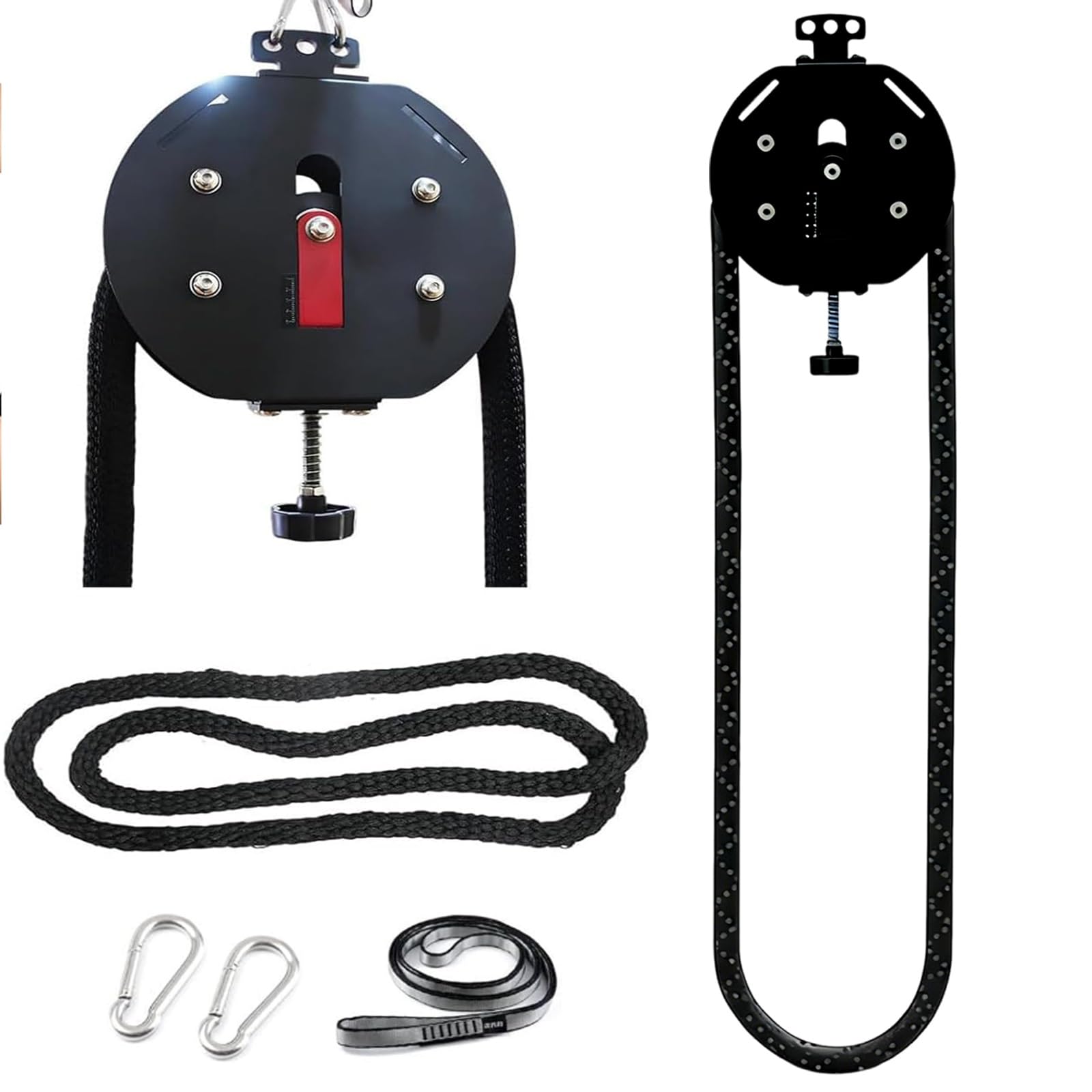 Entrenador de Cuerda Sin Fin, Sistema de Máquina de Cable con Poleas y Resistencia Ajustable - para Resistencia Muscular, Entrenamiento de Extremidades Superiores, Ejercicio Aeróbico(Black)