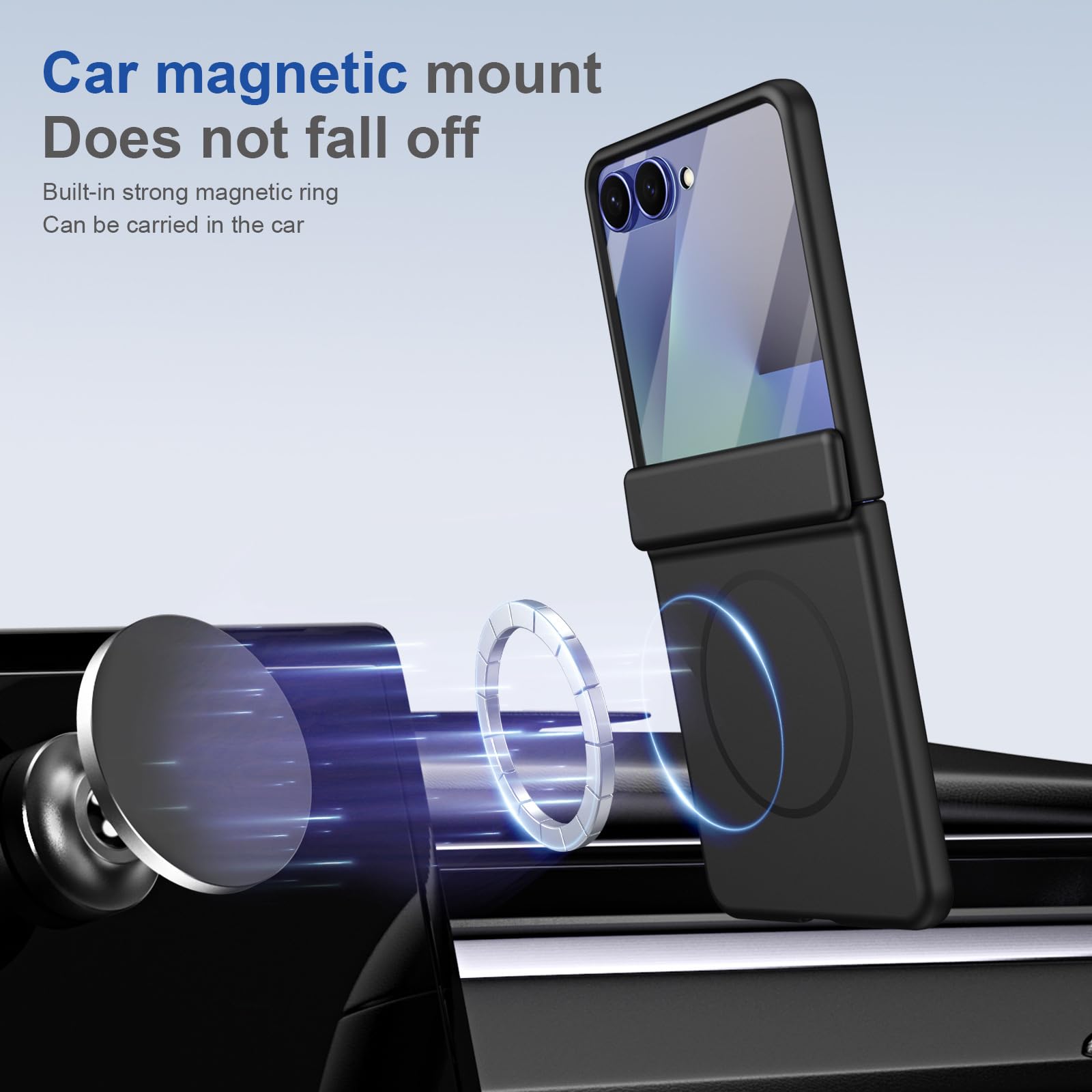 Magnetica Custodia per Samsung Galaxy Z Flip 8, Glassata Anti-Graffio