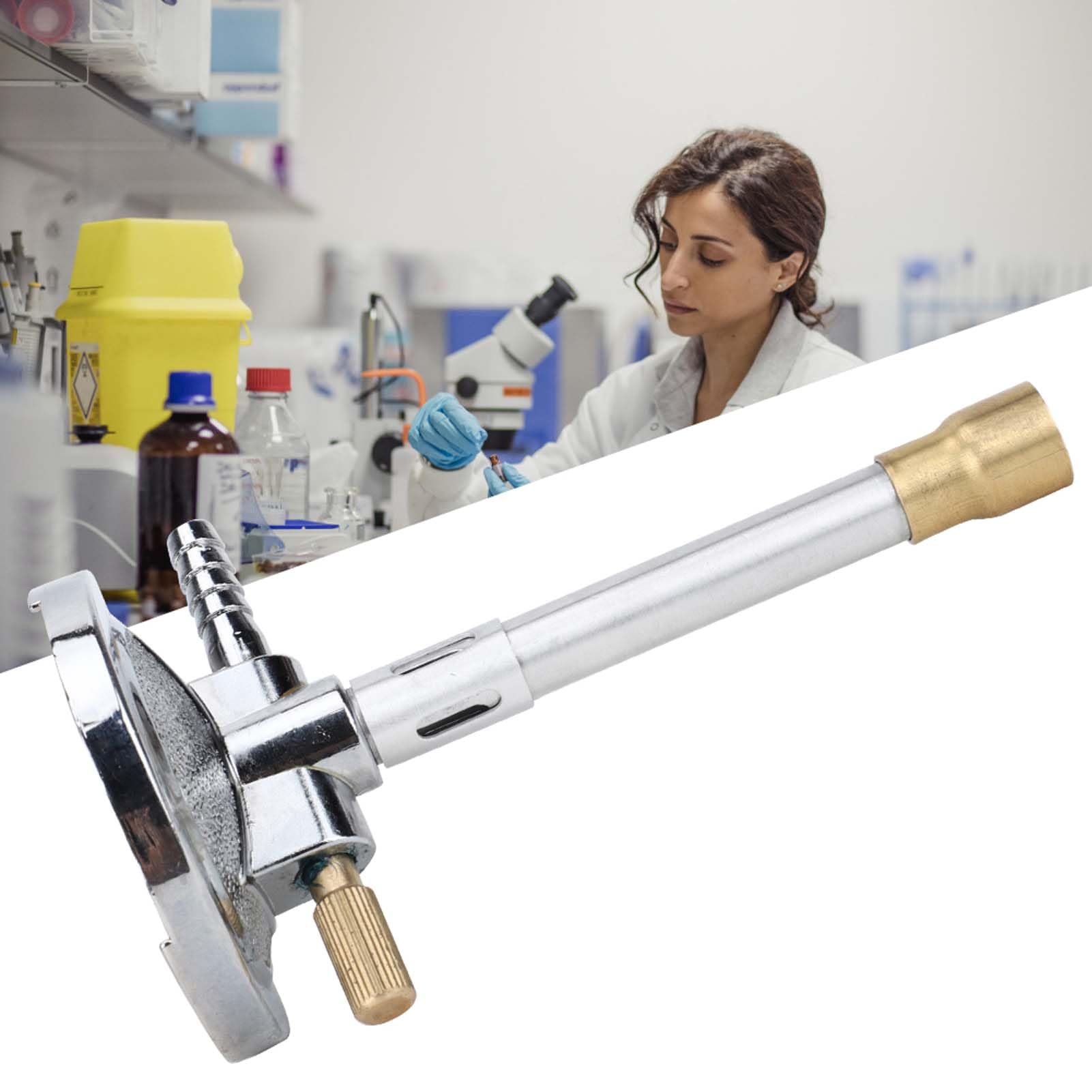 Qcwwy Mechero Bunsen de Laboratorio, Quemador de Gas Ligero, Accesorio de Calefacción de Laboratorio de Gas de Aceite Portátil con Estabilizador de Llama Y Ajuste de Gas