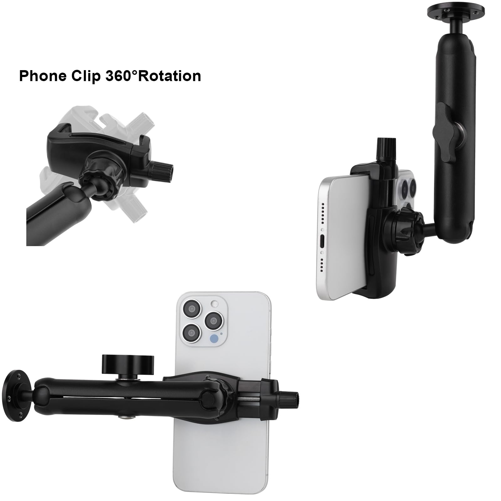 Mippko Soporte de pared para teléfono para camión, coche, barco, pared, escritorio, compatible con iPhone de 3.5 a 7.5 pulgadas, HTC, LG, Huawei, teléfonos inteligentes, ajuste de 360°, soporte de