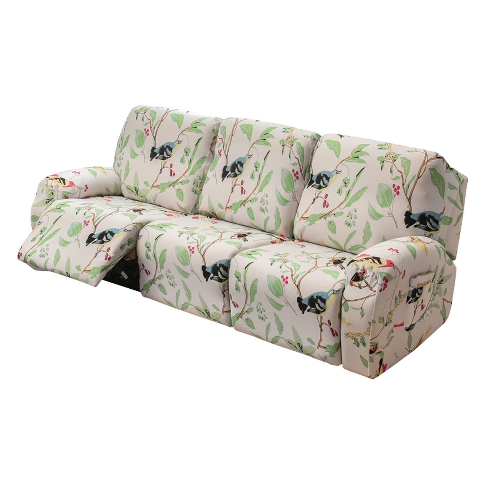 JHLD 1/2/3 Seater Stretch Recliner Cover, Printed Recliner Chair Cover With Side Pocket Machine Washable Recliner Slipcovers Recliner Protector For Living Room-C-3 seater