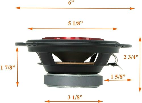 Miniatura 7 de Soundxtreme ST-603 - Altavoces coaxiales de audio para automóvil de 6 pulgadas, 3 vías, 350 vatios, potencia máxima, con tweeter PEI Dome de 4