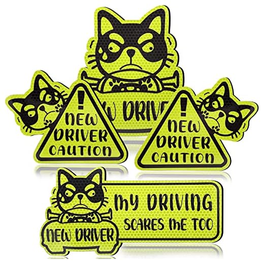 New Driver Sticker, UPINS 4pcs Student Driver Magnet for Car, New Driver Magnet Student Driver Magnet New Drivers Sticker Safety Warning Magnetic Reflective Rookie Driver Bumper Sticker