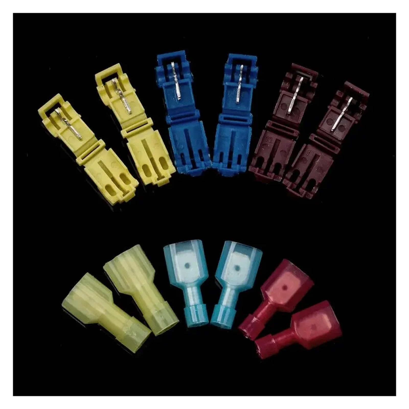 QMKADFQXF 120PCS T Tap Electrical Connectors Quick Wire Splice Taps Insulated Male Quick Disconnect Terminals