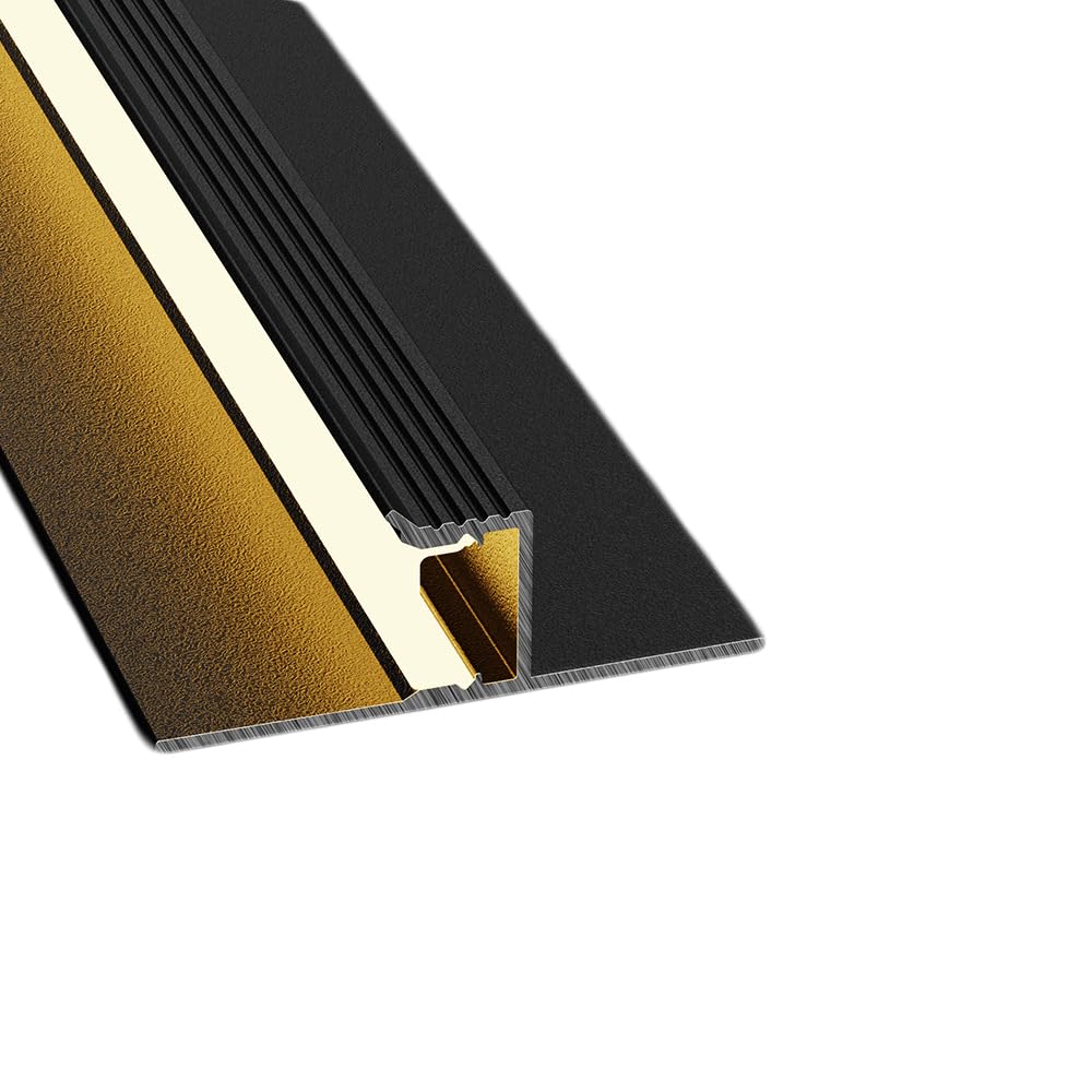 Plaster in Recessed LED Aluminum Channel T Shape, 3.3 FT/1 Meter LED Strip Light Shadow Channel with Milky Diffuser, Suspended Ceiling Baseboard Edge Trim Light Profile (Black, 6 Pack)