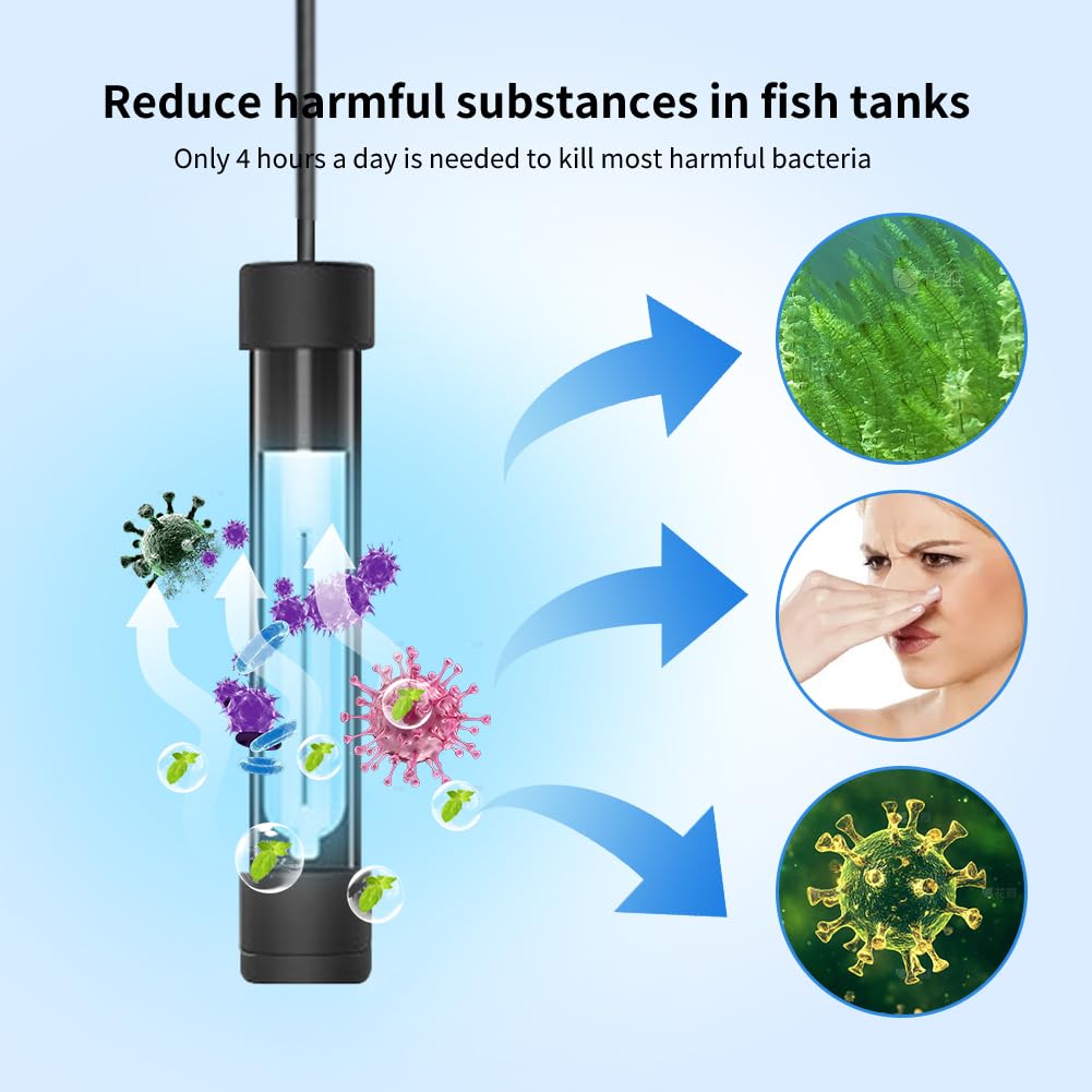 Lámpara esterilizadora UV para acuario, lámpara de desinfección UV para acuario, cocina y estanque, ahorro de energía, con temporizador y funda, desinfección de agua UV, control de algas