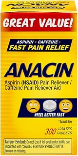 Anacin Fast Pain Relief Aspirin & Caffeine Pain Reliever | 300-Ct Coated Tablets - coolthings.us