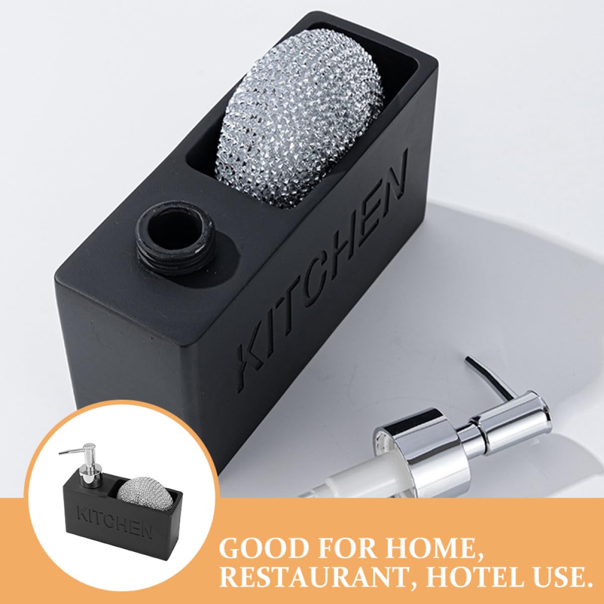 FOMIYES Dispenser Sapone Liquido Ricaricabile da 280ml Nero in Resina e Plastica con Design Semplice e Portatile per Bagno e Cucina