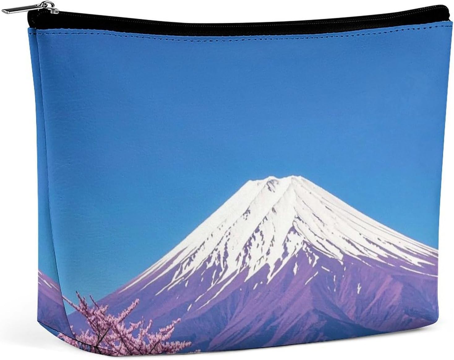 Purple Mount Fuji Makeup Bag for Women Portable Cosmetic Bag Waterproof Toiletry Bag Storage Bag Large Makeup Pouch Aesthetic Handheld Makeup Bag for Travel Work