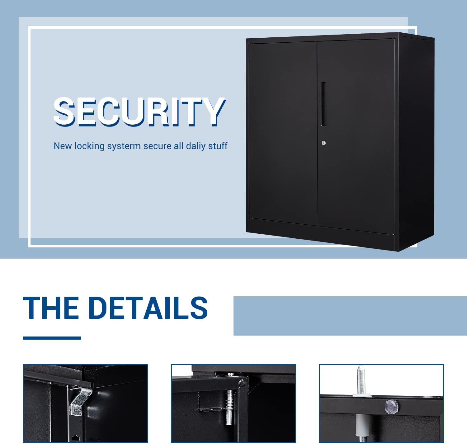 Fesbos 41.33" Metal Garage Storage Cabinet Steel Lockabel Cabinet,Locking Tool Cabinets with Doors and Shelves,for Office,Home,Garage,Gym - Assembly Required : Tools & Home Improvement
