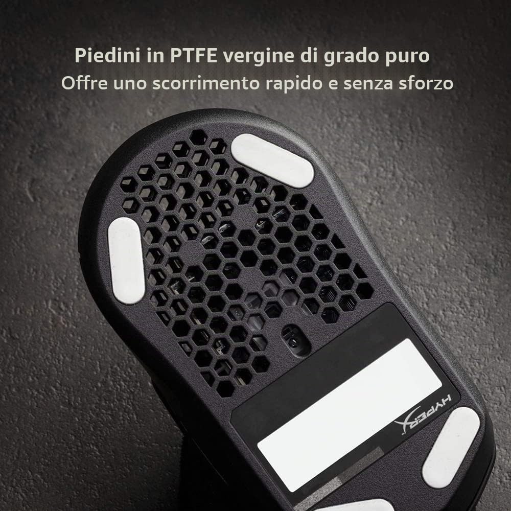 HyperX Pulsefire Haste, Mouse Gaming Cablato, Illuminazione RGB, 6 Tasti Programmabili, 16000 DPI, Resistenza fino a 60 Milioni di Clic, Cavo HyperFlex, Compatibile con Diverse Piattaforme, Nero/Rosso