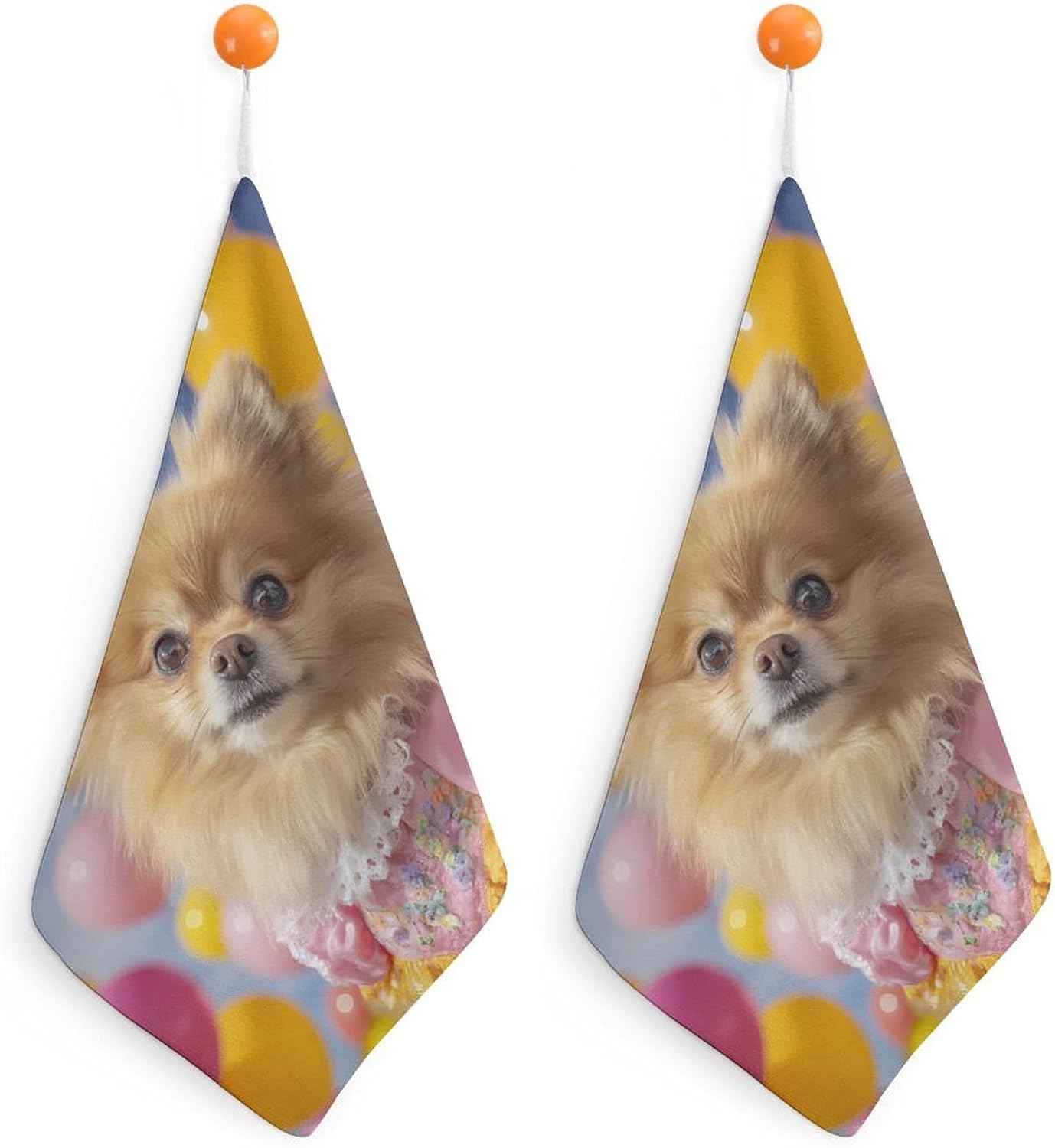 Cute Pomeranian Dog Hand Towels for Bathroom Handkerchief | Absorbent,with Hanging Loop,Kitchen Towels,for Home Hotel,Soft