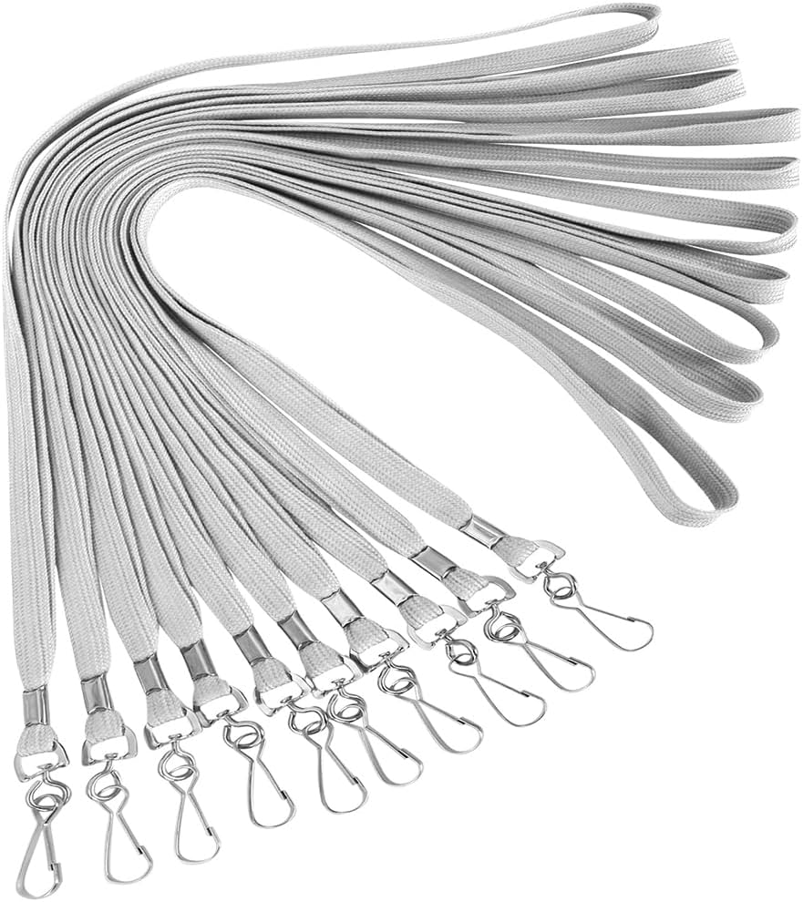 Lanyards for Id Badges 100 pack Bulk Lanyard with Clip Swivel Hooks for Name Tag ID Badge Holder, Employees, Students, Attendees (100, Gray)
