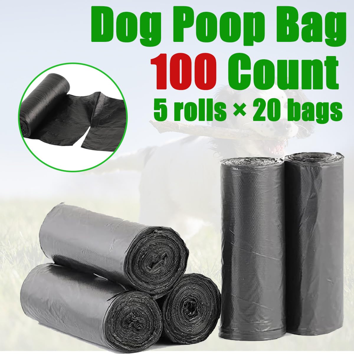 FUSBUNTY Bolsa para excrementos de perro, 100 bolsas de basura para perros de 19.7 x 17.7 pulgadas para FUSBUNTY Pooper Scooper giratorio y juego de rastrillo