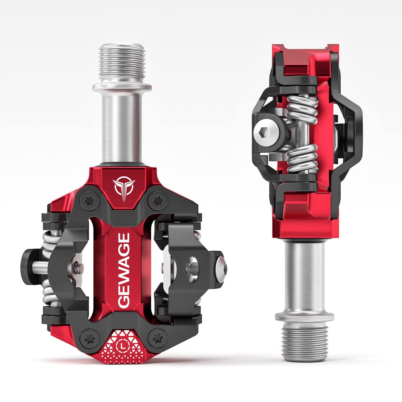 GEWAGE Klickpedale MTB Pedale – CNC Gefrästes Aluminium, Doppelseitiges SPD-System, einstellbare Auslösehärte, Kompatibel mit Shimano SPD Systemen,365g leicht, Ideal für Mountainbi