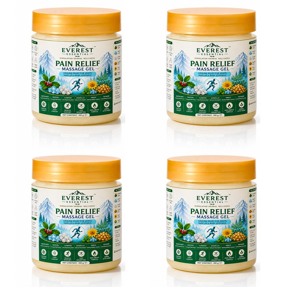 Herbal Massage Gel for Joint & Muscle Pain Relief | Fast Absorbing, Non-Greasy | Wintergreen, Menthol, Camphor | Deep Relief(Pack of 4)