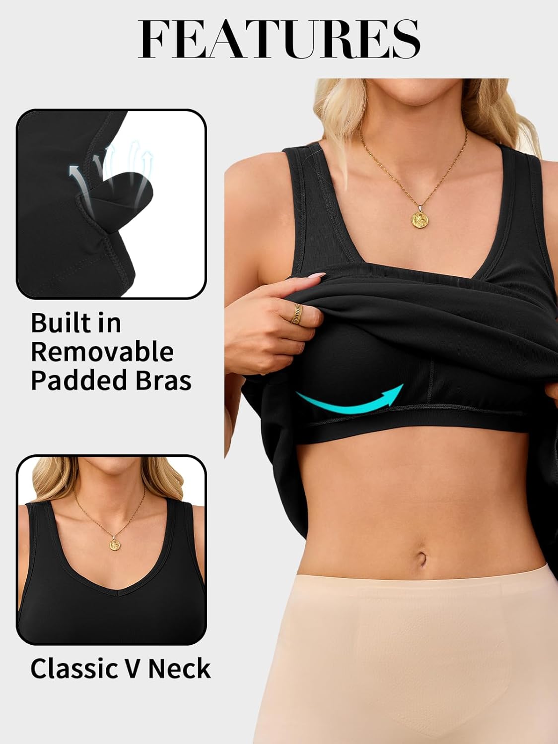 V FOR CITY Built in Bra Dress with Pockets for Women 2026 Summer Dresses Casual Cotton V Neck Sundress - Image 4