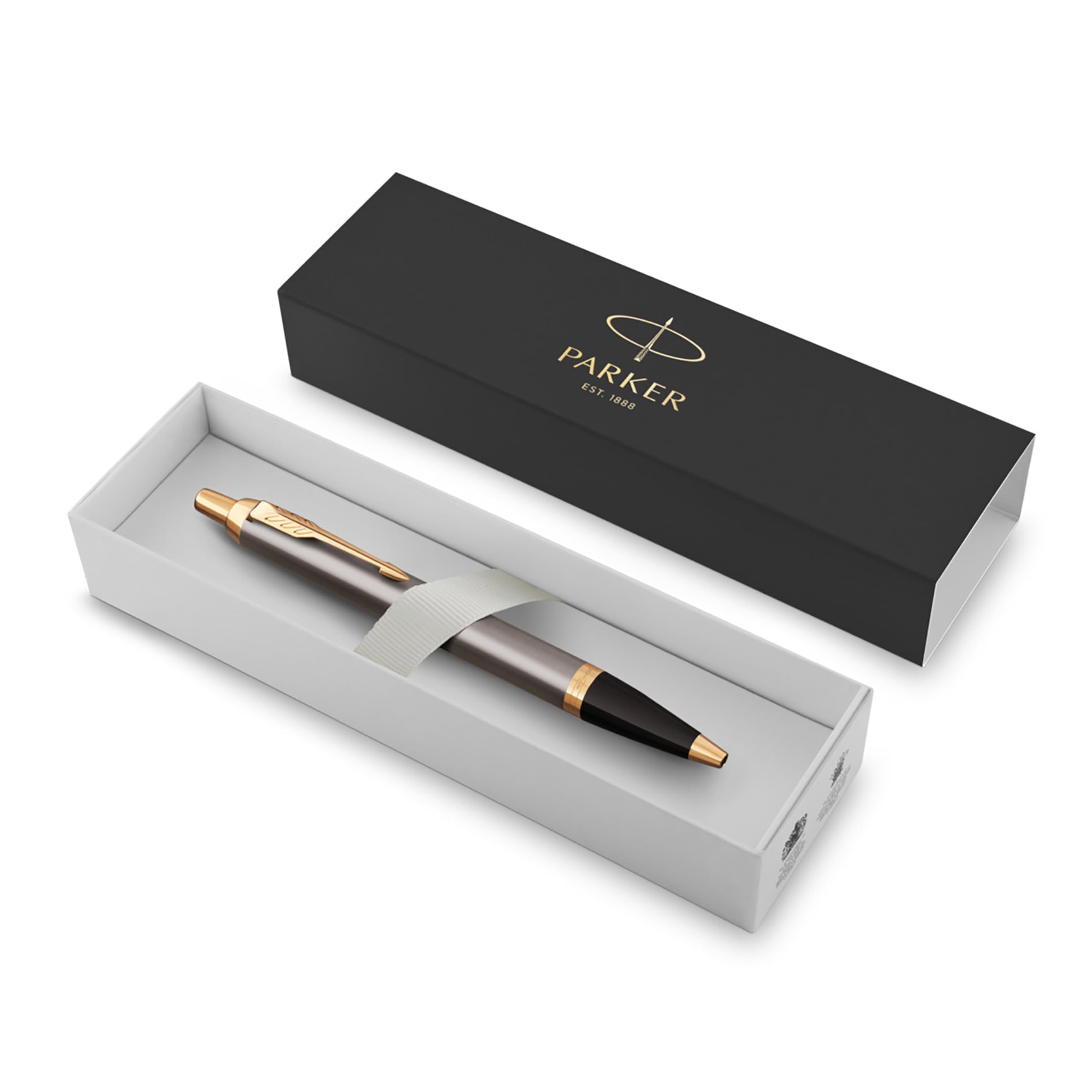 Parker IM Penna a Sfera Laccatura Grigia Pennino Dorato Punta Media Ricarica Inchiostro Blu