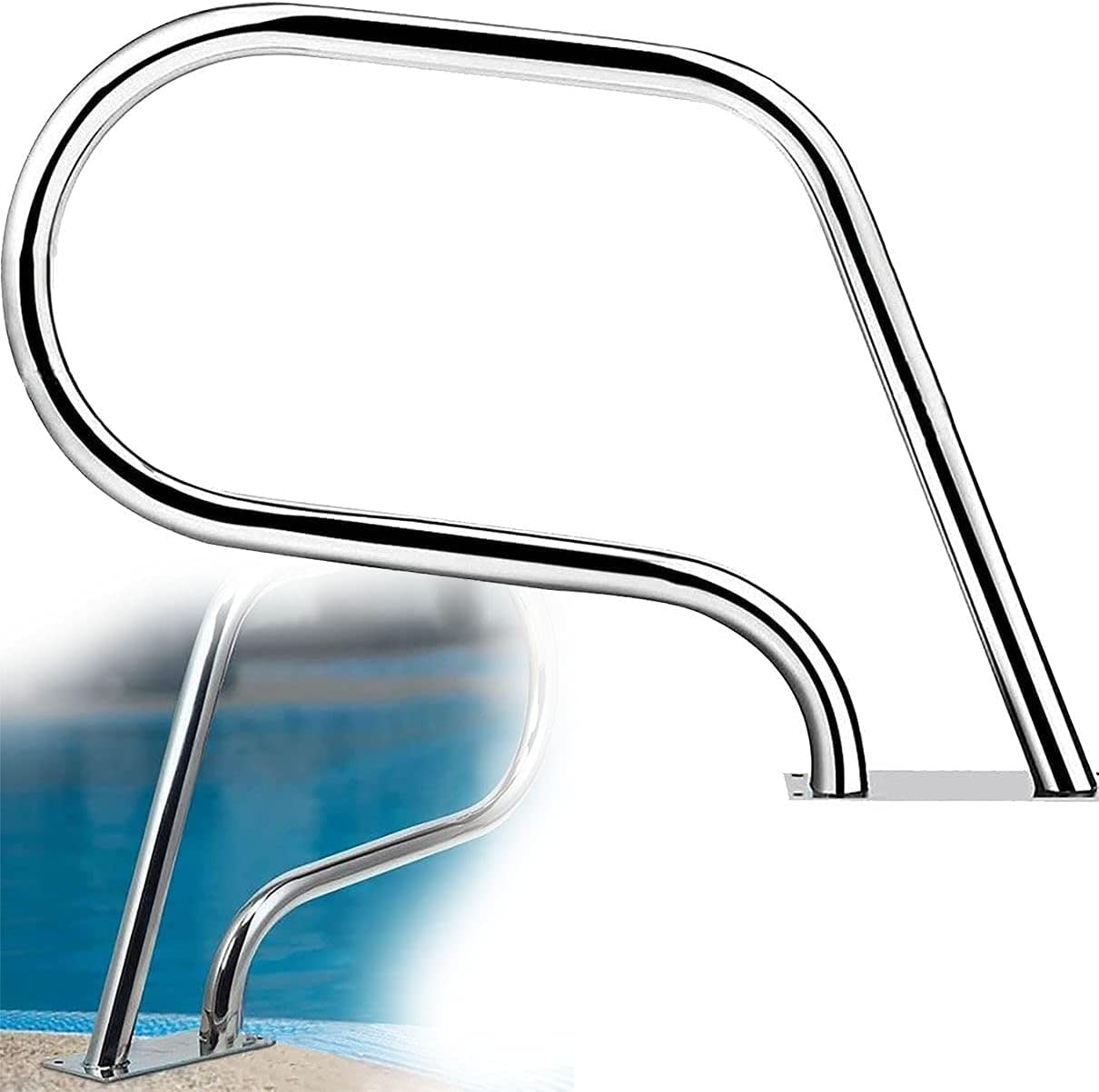 Swimming Pool Safety Hand Rail Pool Handrail Handle Grab Rails Swimming Stainless Steel Swimming Pool Handrails, Easy-to-Install Handrails 1pcs, 304 Stainless Steel Spas Stair Handrails