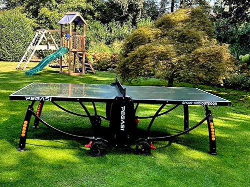 Pegasi Outdoor-Tischtennisplatte 1000 - Grün - Tischtennis - Outdoor Spiele - Wetterfest - Klappbar - Original – Bild 6