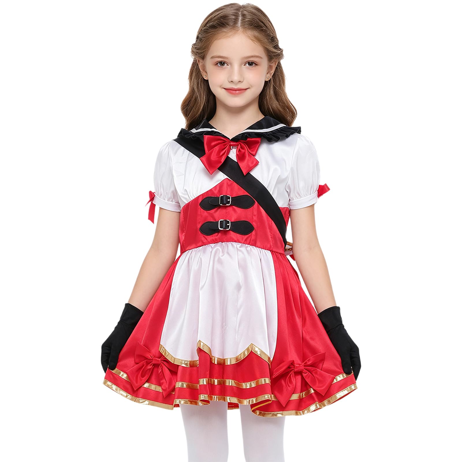 Oyolan Dziecięcy strój cosplay dla dziewczynek zestaw do ubierania się postać gra na części strój tematyczny impreza cosplay na Boże Narodzenie